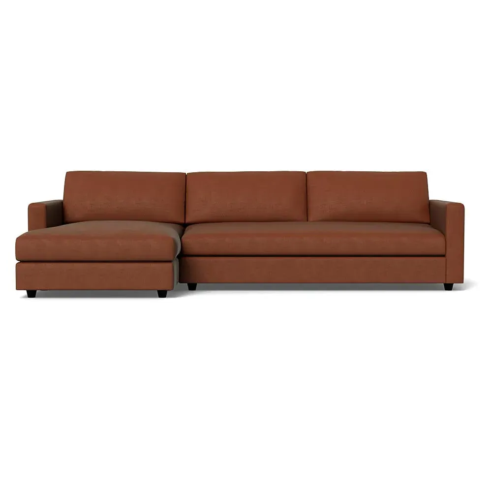 4-Seater Corner Chaise Sofa - Brown, Velvet