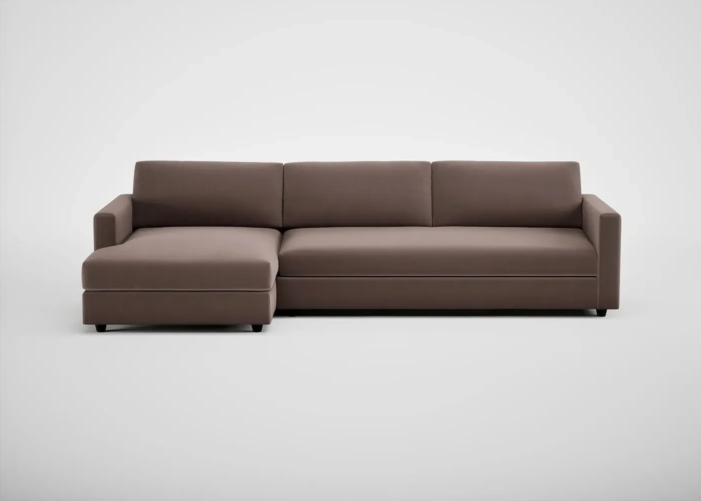 4-Seater Corner Chaise Sofa - Brown, Velvet