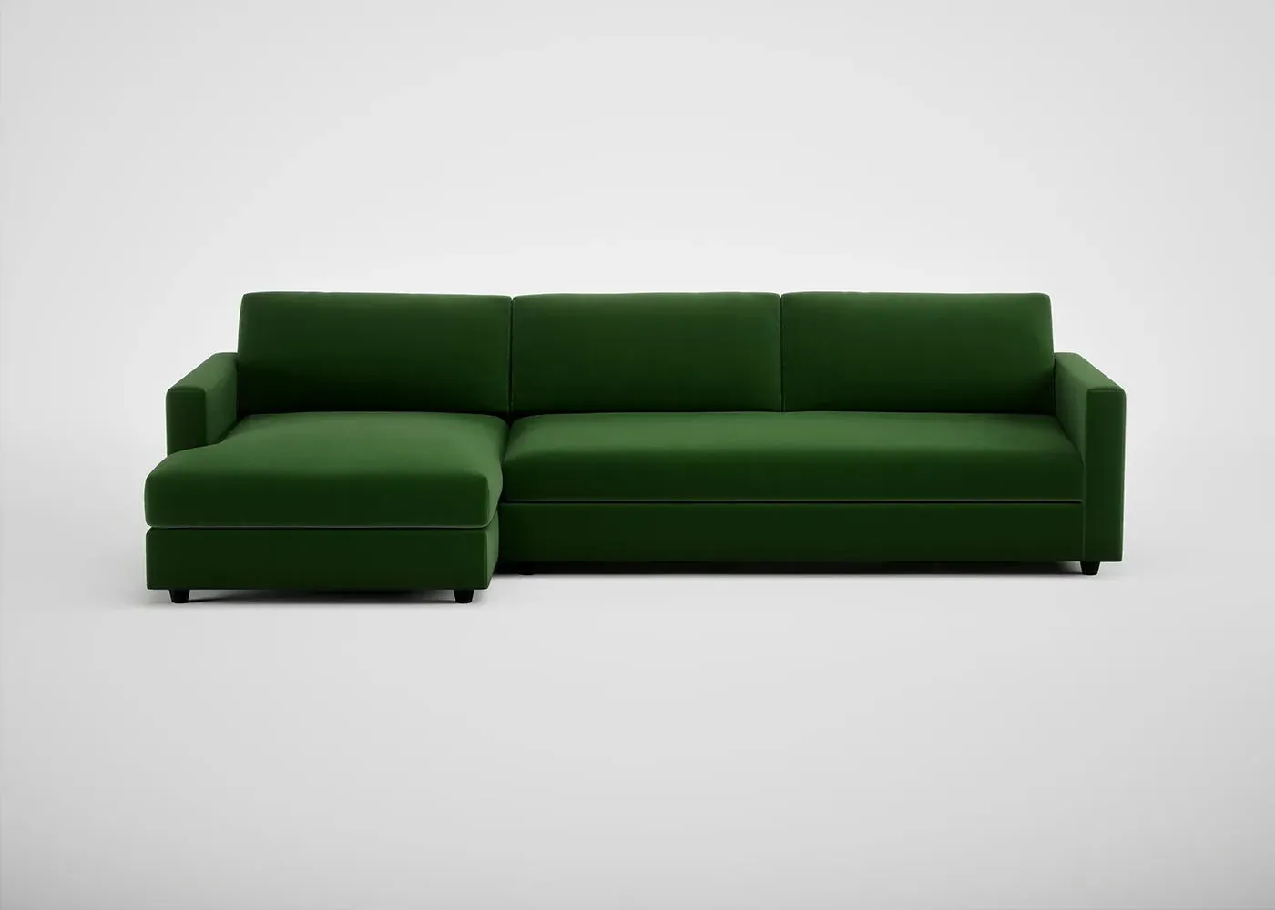 4-Seater Corner Chaise Sofa - Green, Velvet