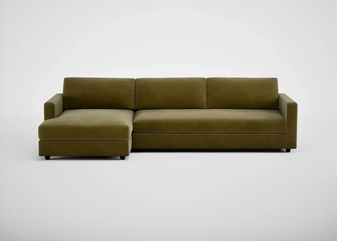 4-Seater Corner Chaise Sofa - Green, Velvet