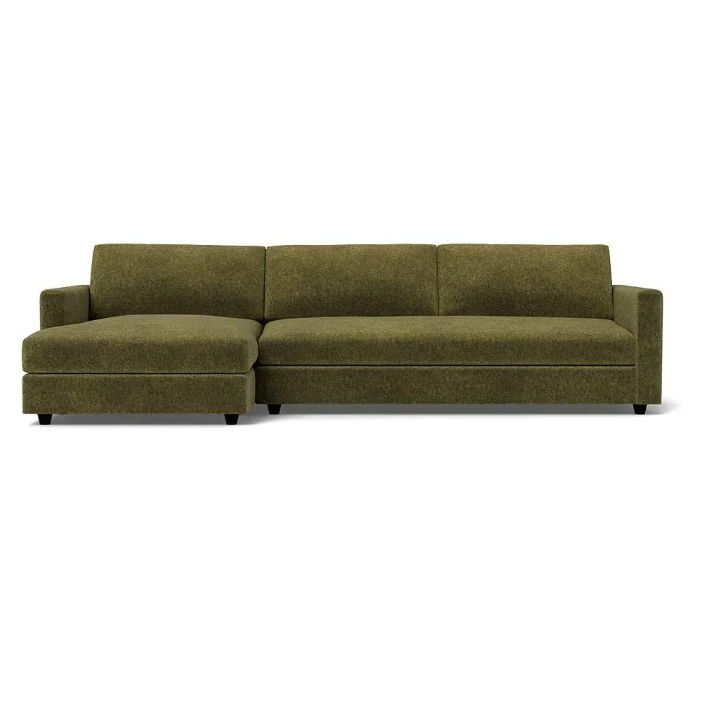 4-Seater Corner Chaise Sofa - Green, Velvet