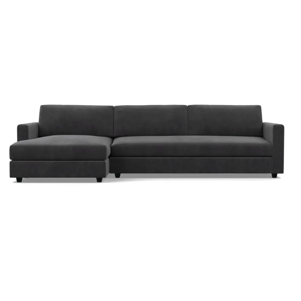 4-Seater Corner Chaise Sofa - Grey, Velvet