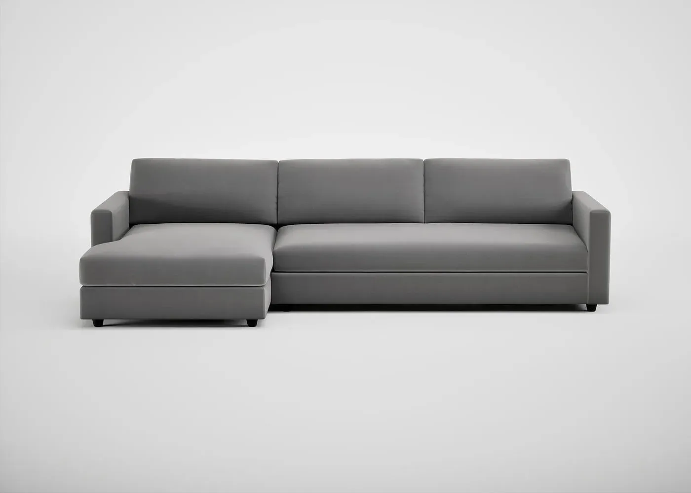 4-Seater Corner Chaise Sofa - Grey, Velvet