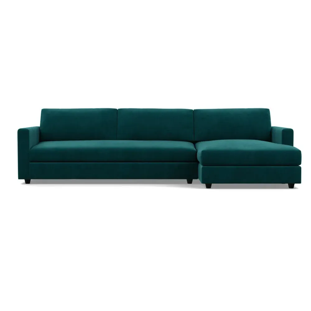 4-Seater Corner Chaise Sofa LHF - Blue, Velvet