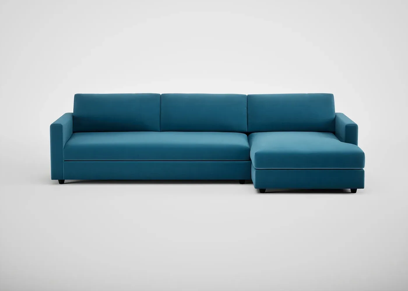 4-Seater Corner Chaise Sofa LHF - Blue, Velvet