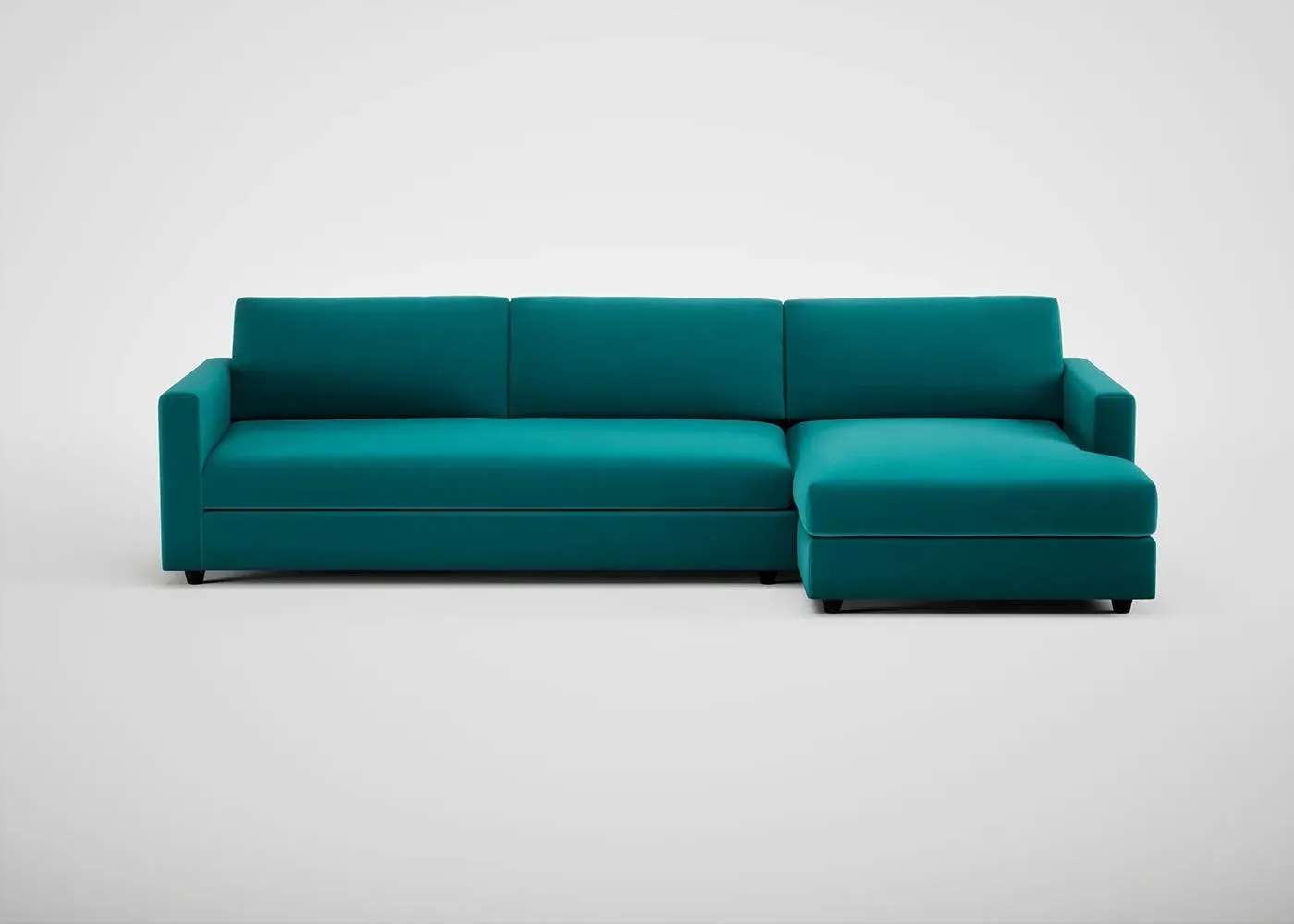 4-Seater Corner Chaise Sofa LHF - Blue, Velvet