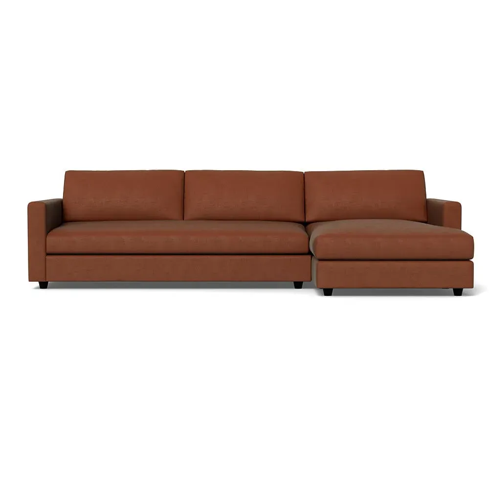4-Seater Corner Chaise Sofa LHF - Brown, Velvet
