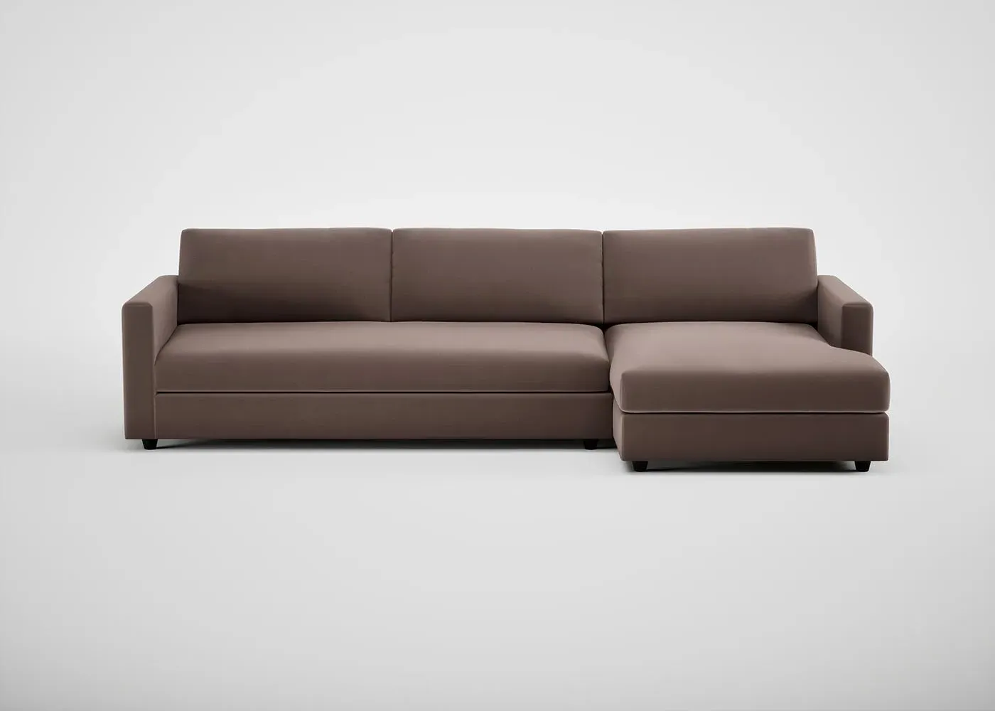 4-Seater Corner Chaise Sofa LHF - Brown, Velvet