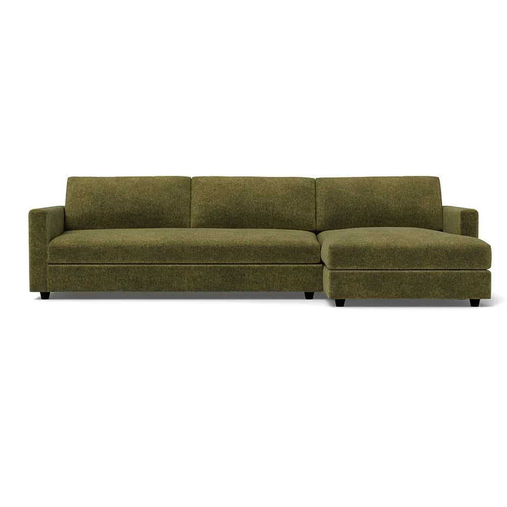 4-Seater Corner Chaise Sofa LHF - Green, Boucle