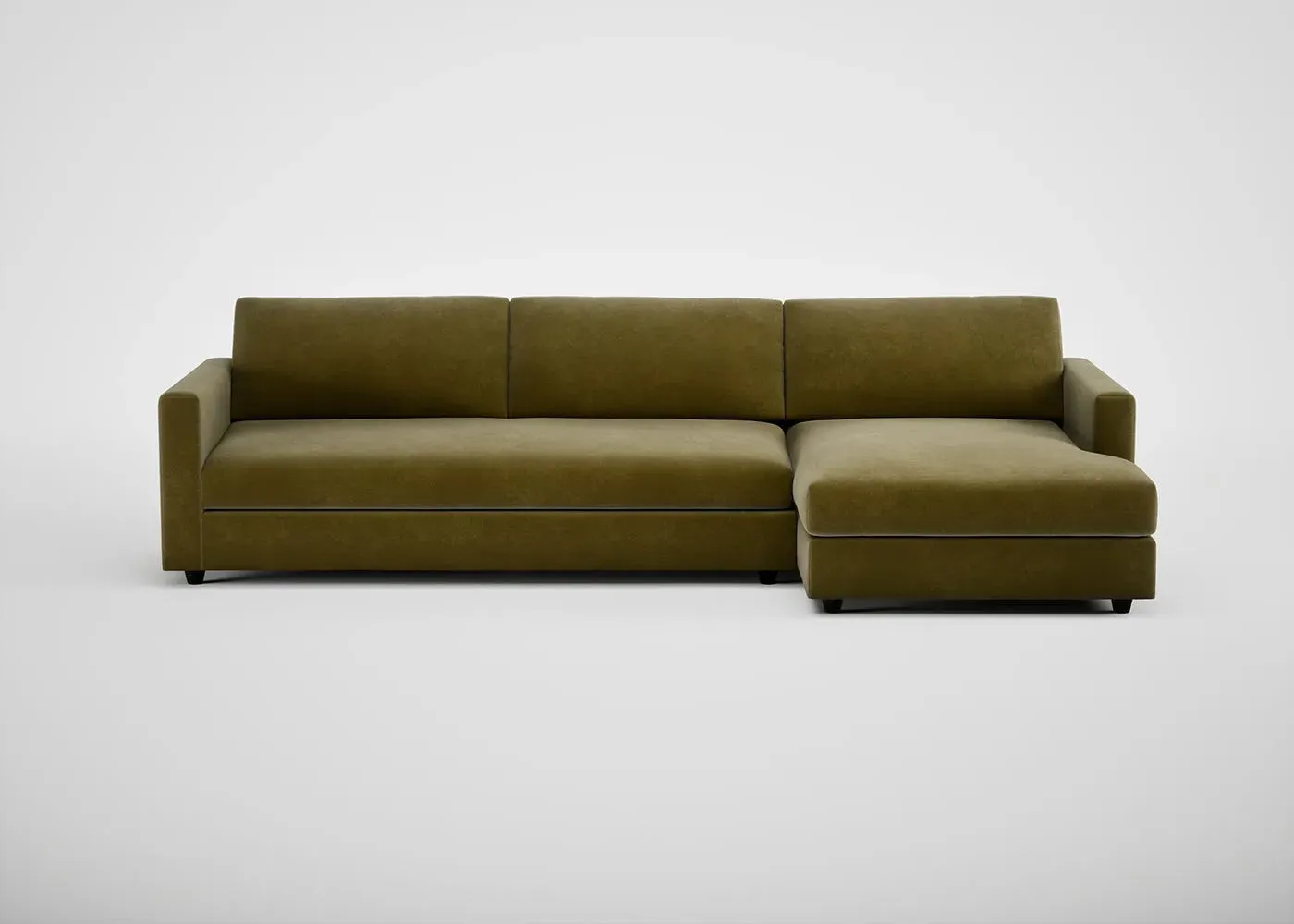 4-Seater Corner Chaise Sofa LHF - Green, Velvet
