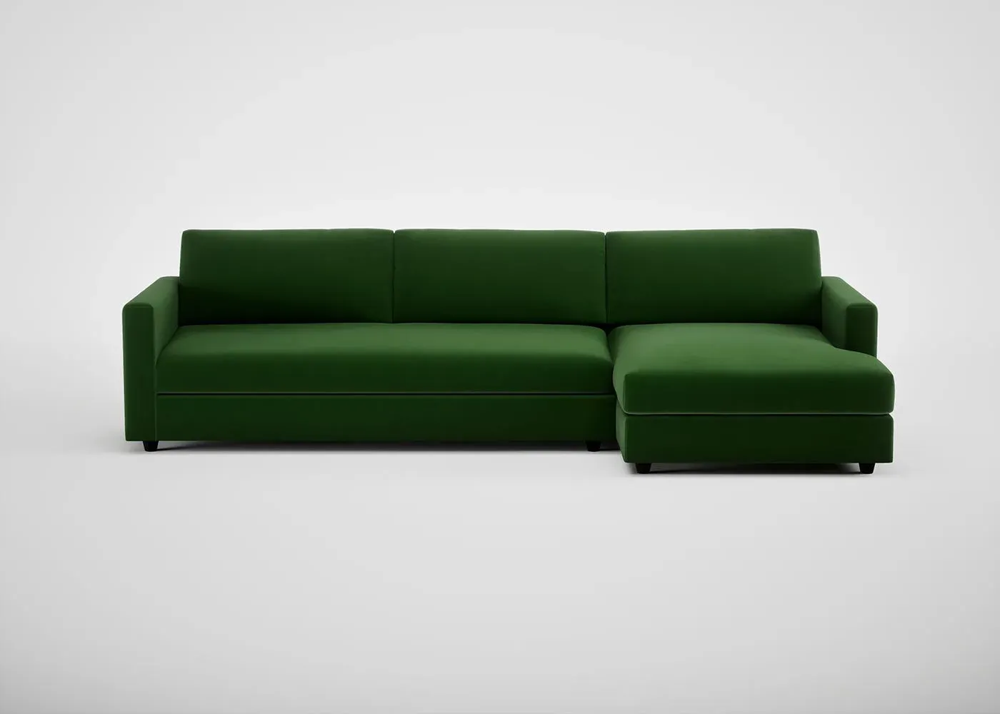 4-Seater Corner Chaise Sofa LHF - Green, Velvet
