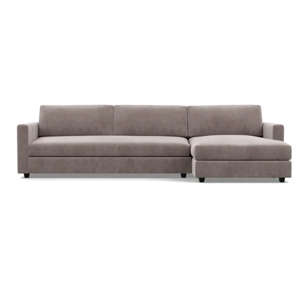 4-Seater Corner Chaise Sofa LHF - Grey, Velvet