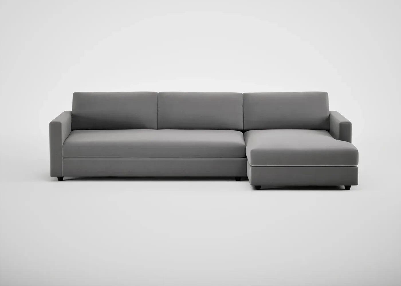4-Seater Corner Chaise Sofa LHF - Grey, Velvet