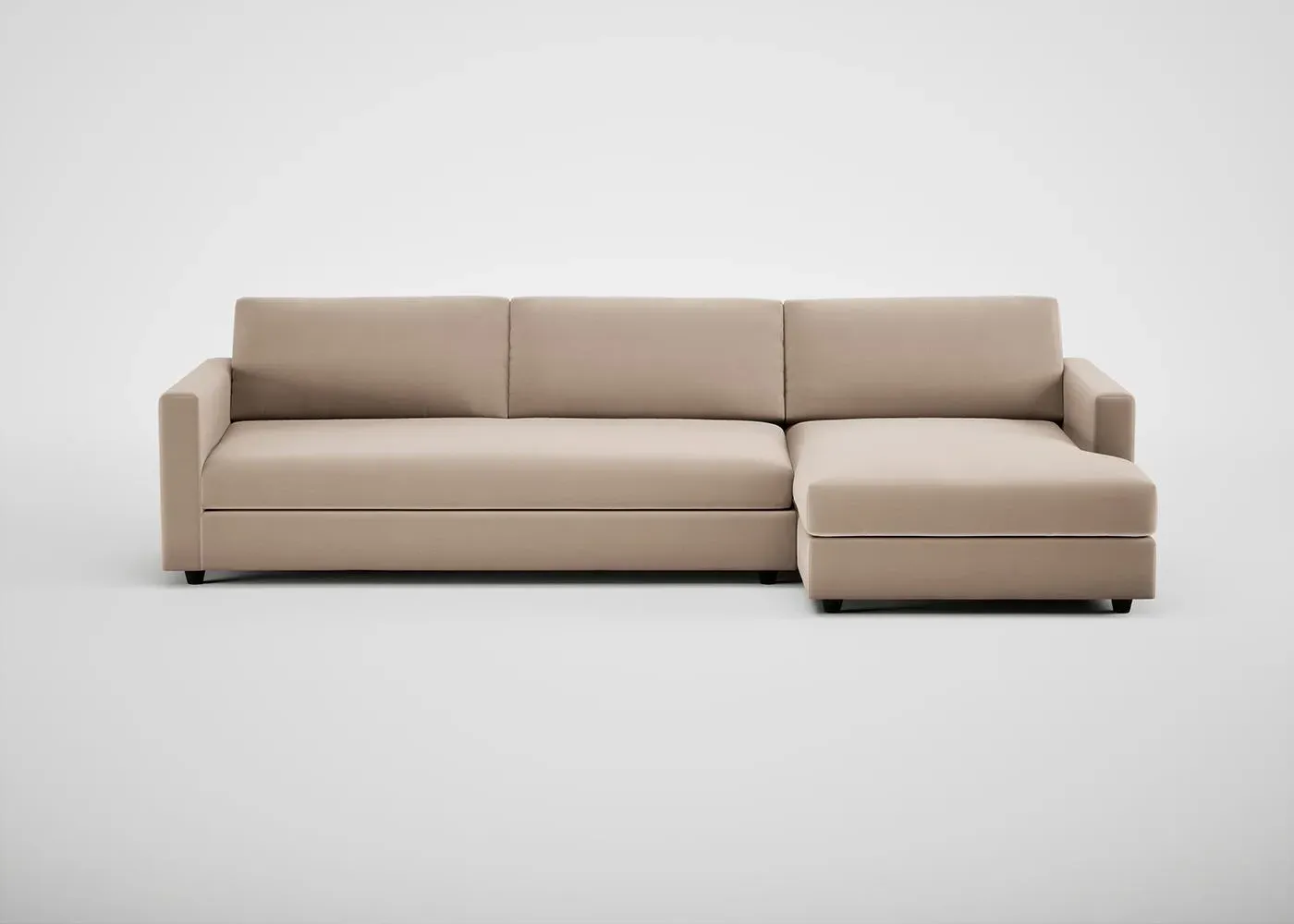 4-Seater Corner Chaise Sofa LHF - Natural, Velvet