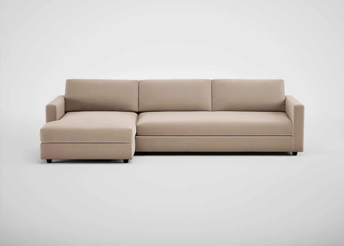 4-Seater Corner Chaise Sofa - Natural, Velvet