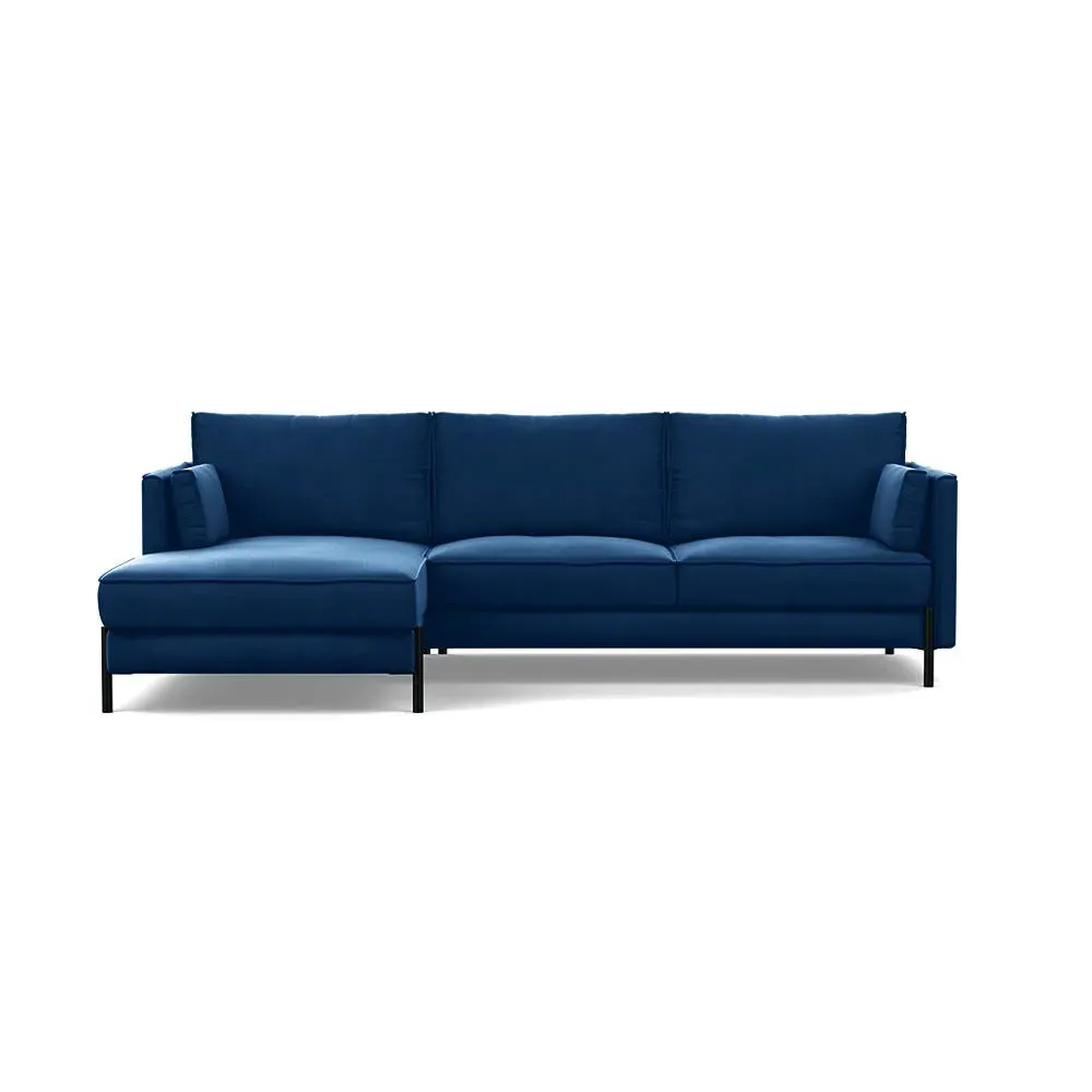 4-Seater Corner Chaise Sofa RHF - Blue, Velvet