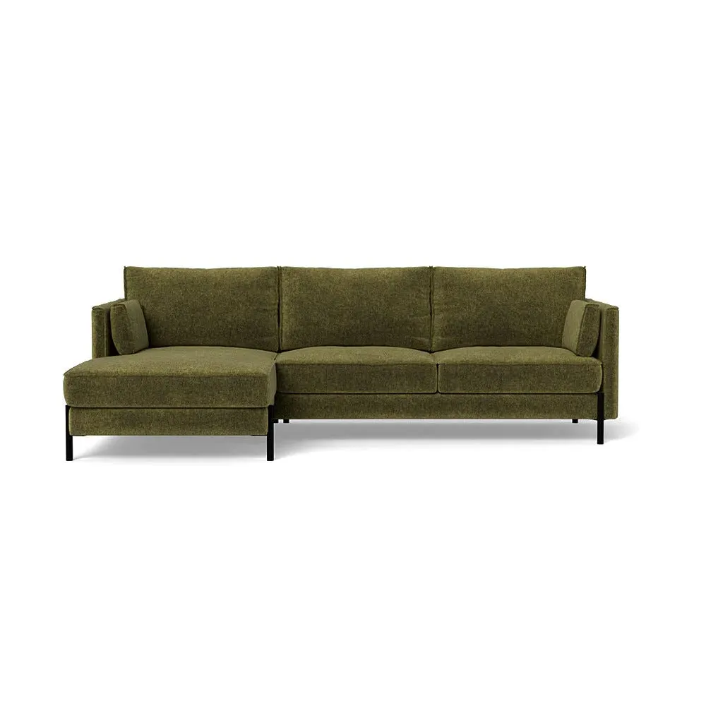 4-Seater Corner Chaise Sofa RHF - Green, Boucle