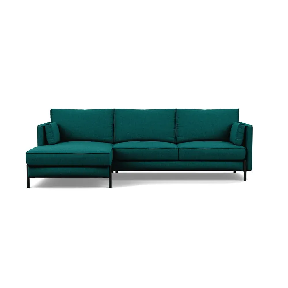 4-Seater Corner Chaise Sofa RHF - Green, Cotton
