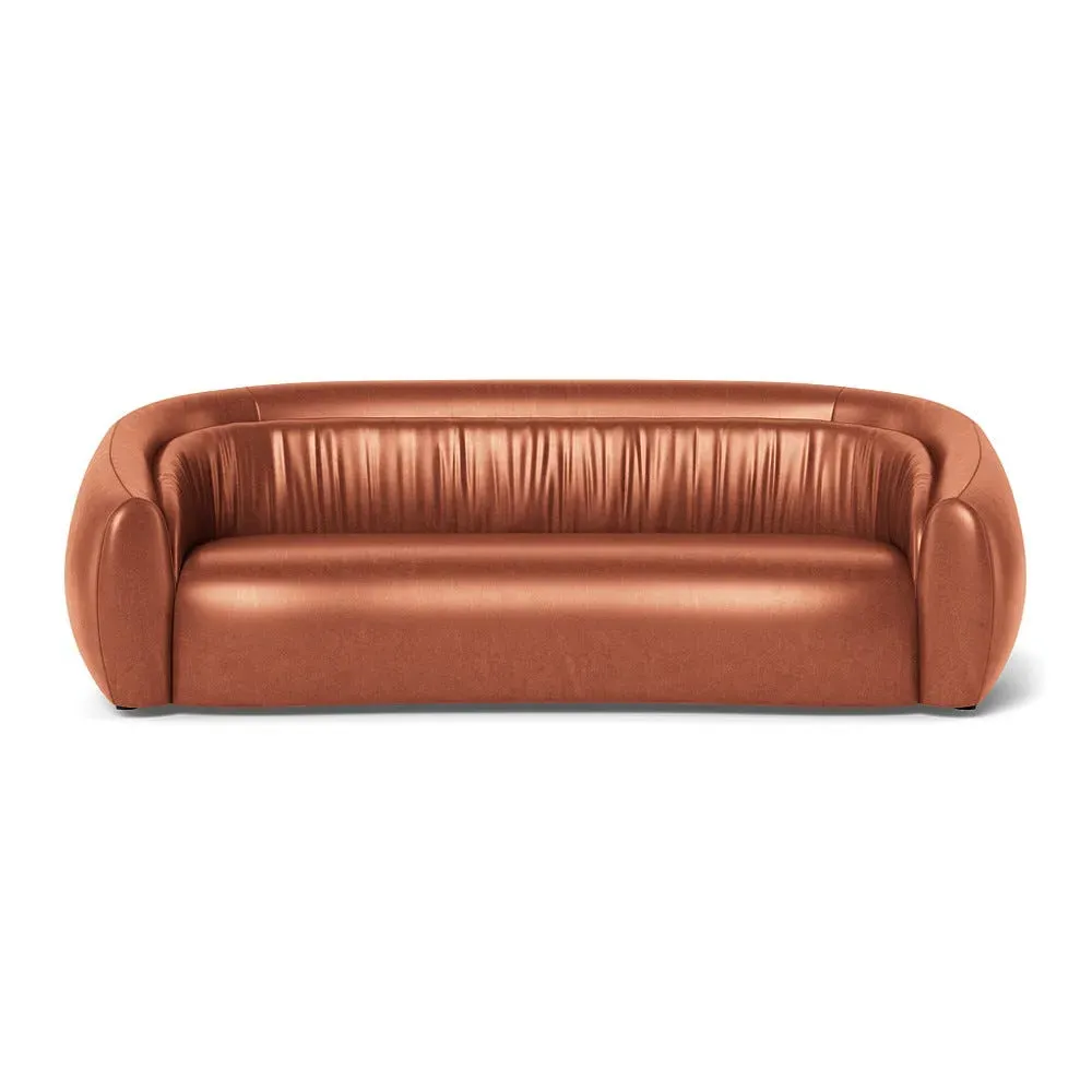 4-Seater Sofa Flora Design - Brown, Stonewash Leather