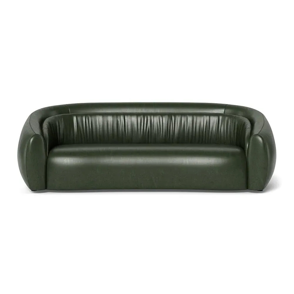 4-Seater Sofa Flora Design - Green, Stonewash Leather
