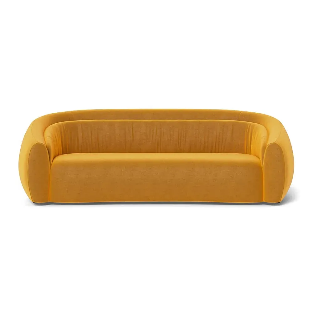 4-Seater Sofa Flora Design - Mustard, Velvet
