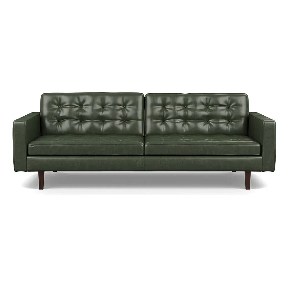 4-Seater Sofa - Green, Stonewash Leather image