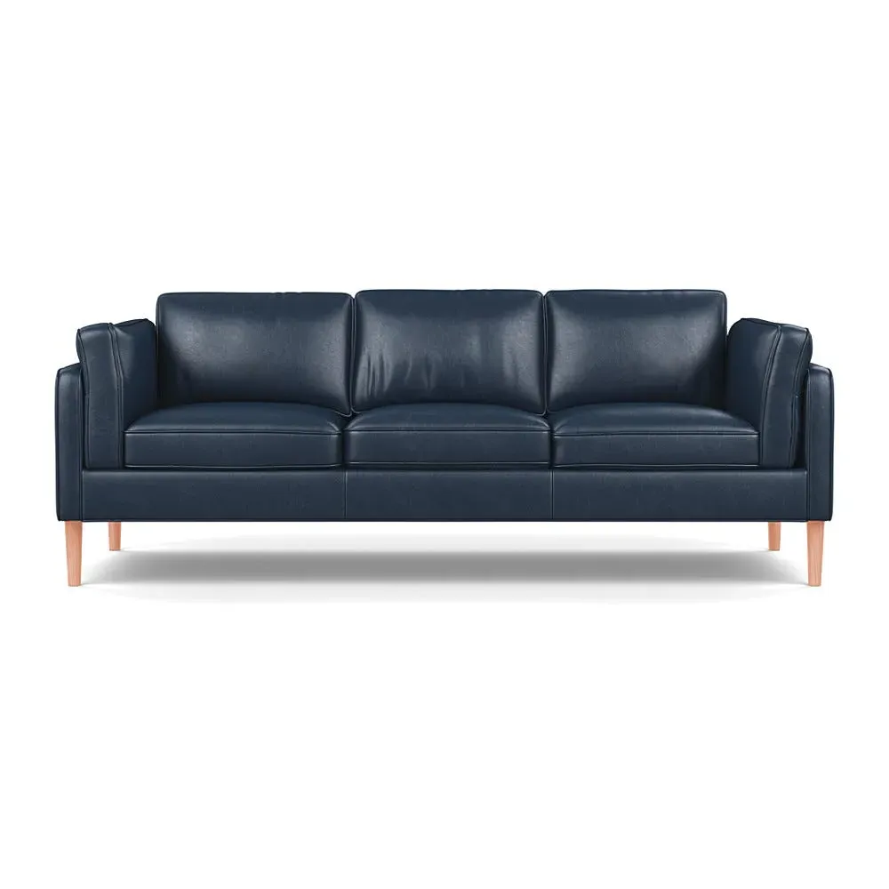 4-Seater Sofa - Navy Blue, Leather