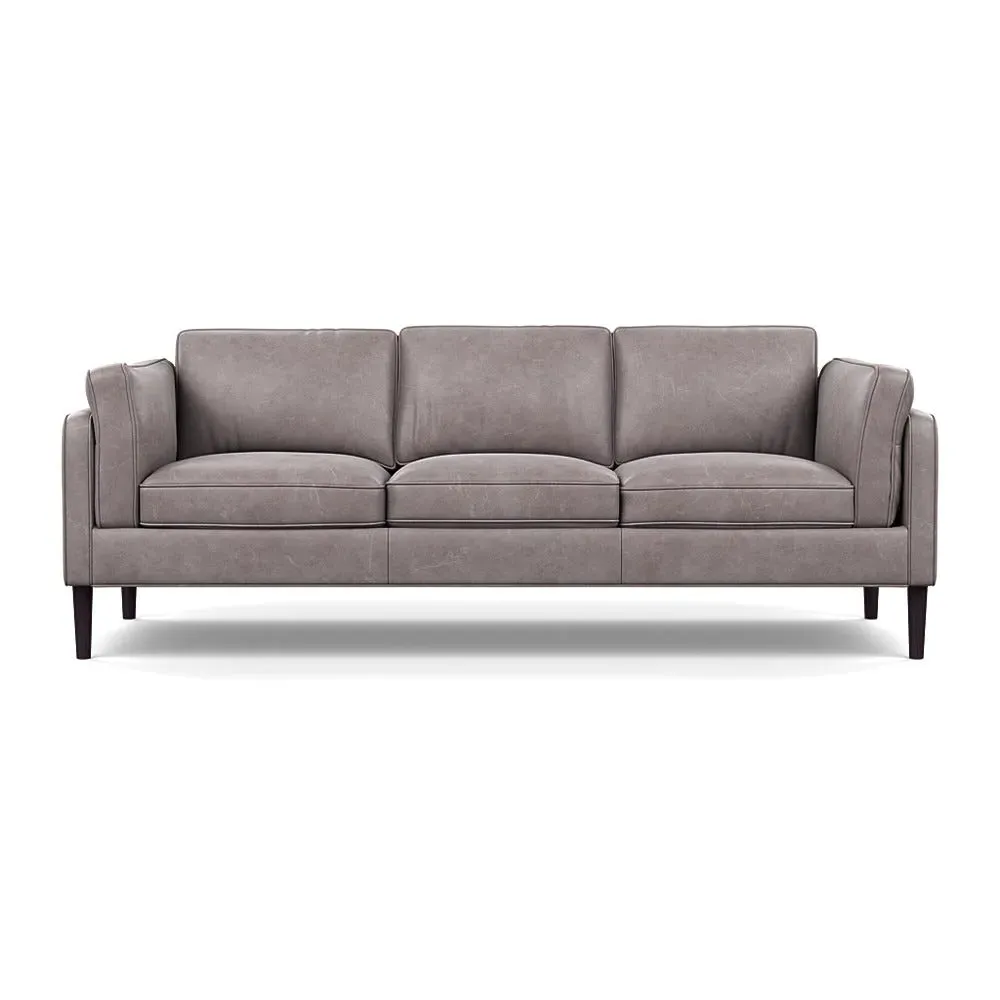 4-Seater Sofa - Stone Grey, Leather