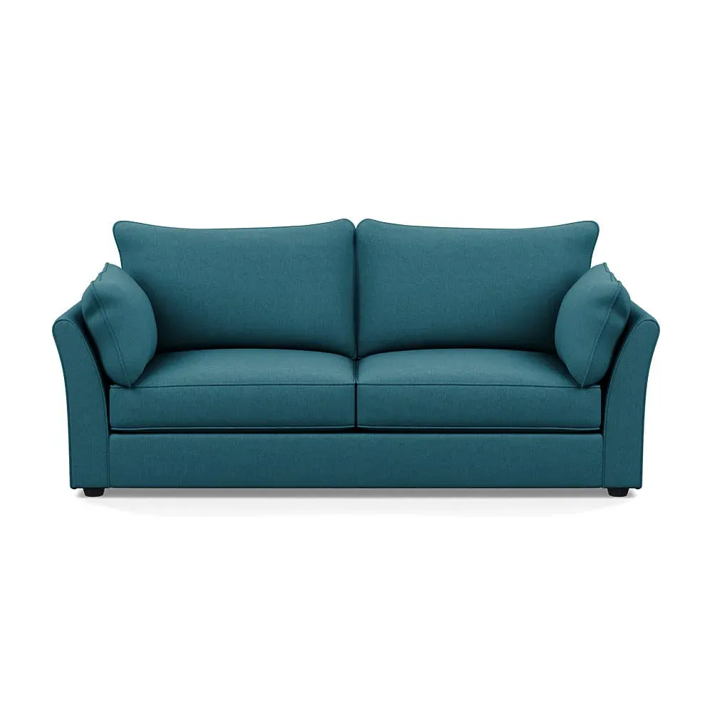 4-Seater Sofa with Black Feet - Blue, Cotton image
