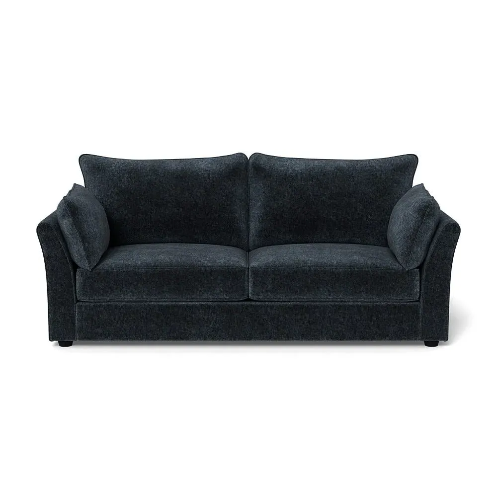 4-Seater Sofa with Black Feet - Blue, Velvet