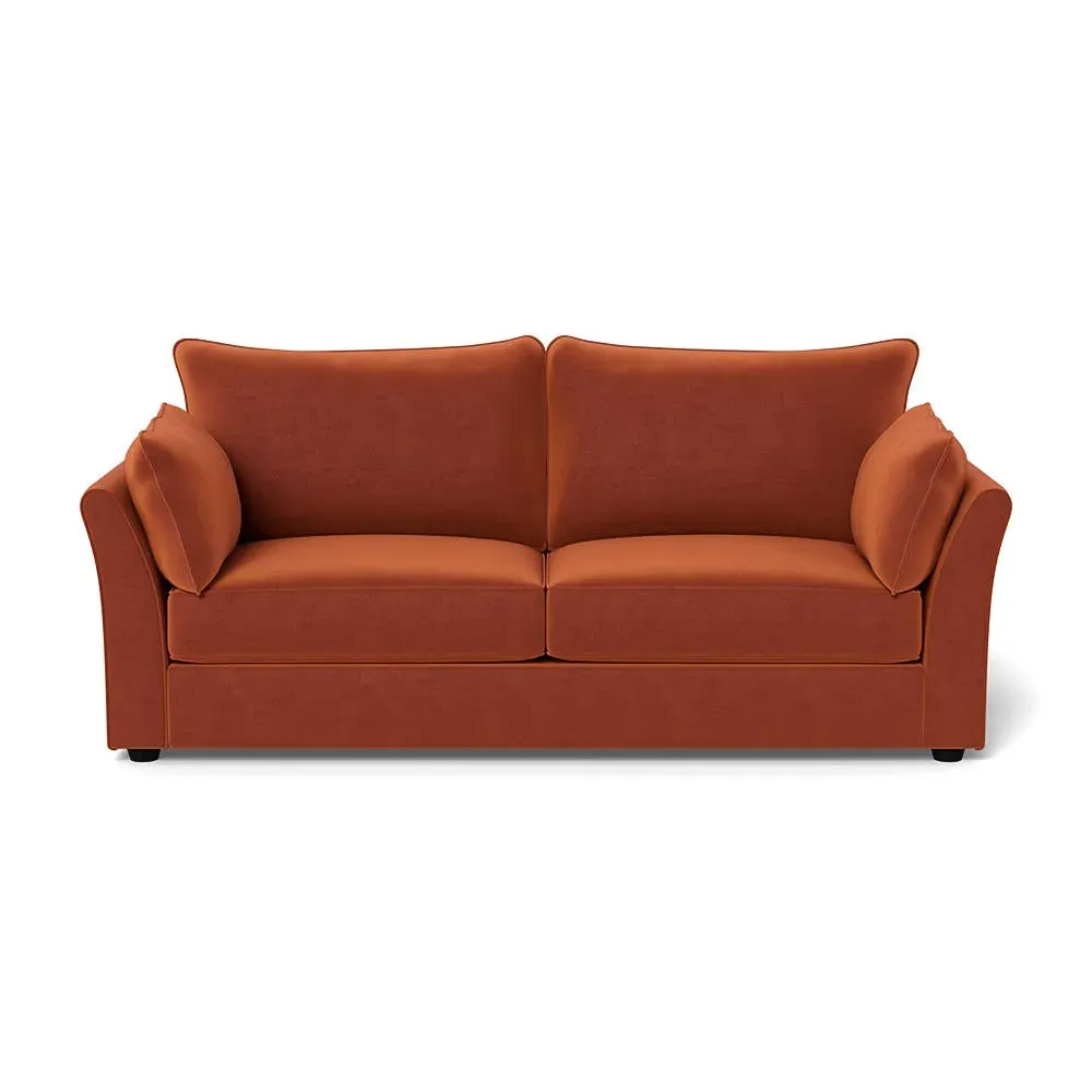 4-Seater Sofa with Black Feet - Brown, Velvet
