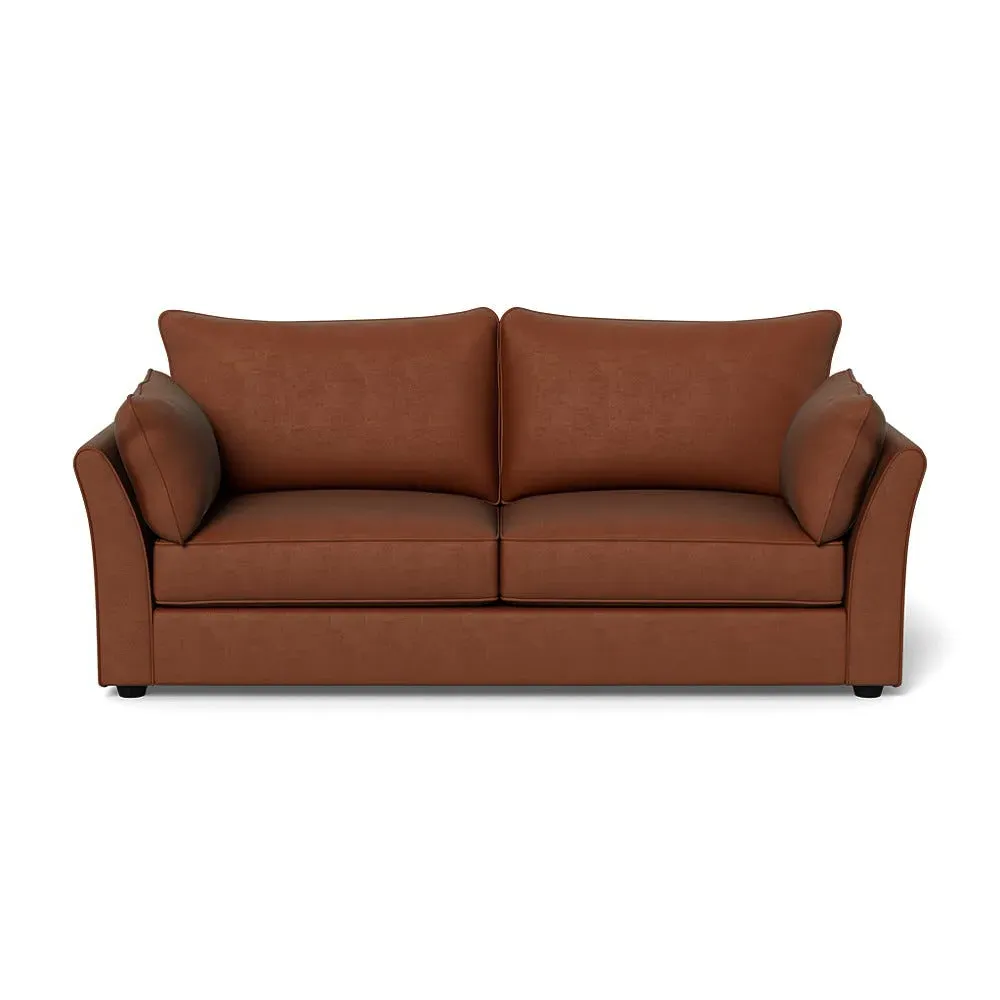 4-Seater Sofa with Black Feet - Brown, Velvet