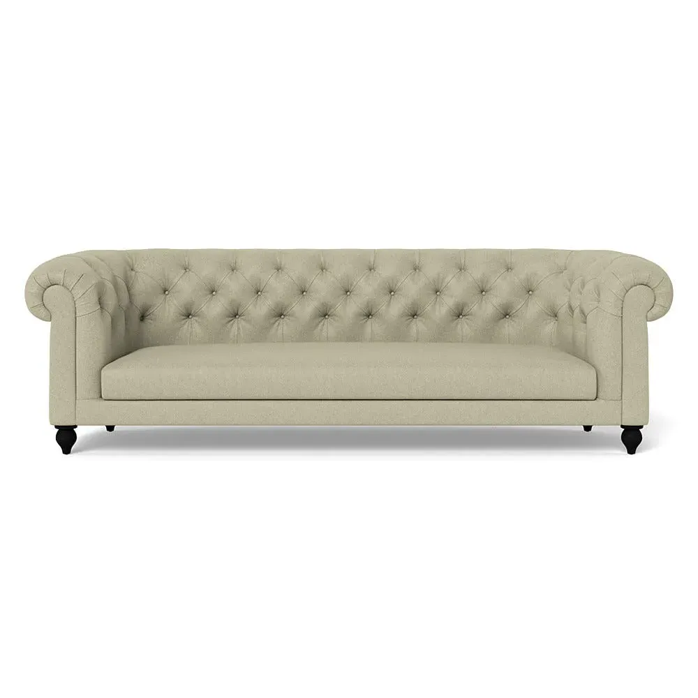 4-Seater Sofa with Black Feet - Cream, Cotton image