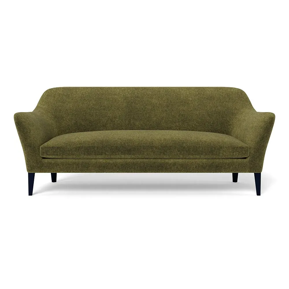 4-Seater Sofa with Black Feet - Green, Boucle