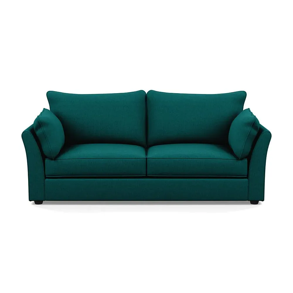 4-Seater Sofa with Black Feet - Green, Cotton