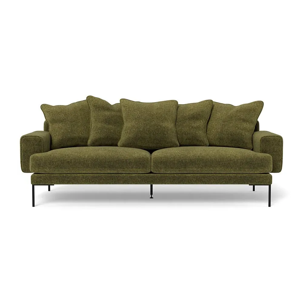 4-Seater Sofa with Black Feet - Green, Velvet