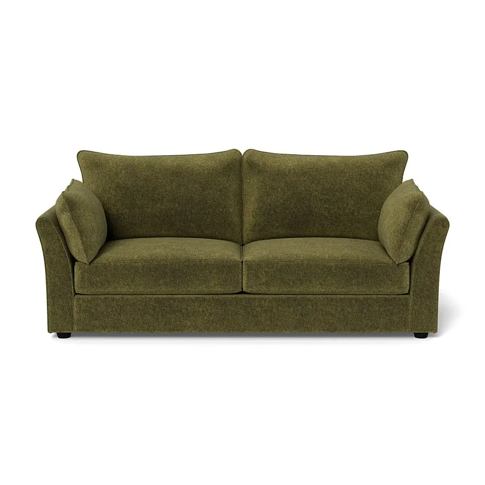 4-Seater Sofa with Black Feet - Green, Velvet