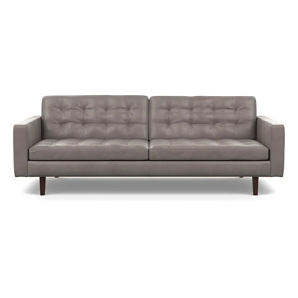 4-Seater Sofa with Black Feet - Grey, Leather image