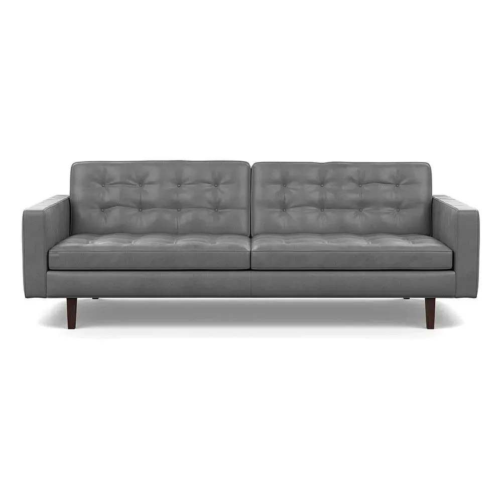 4-Seater Sofa with Black Feet - Grey, Leather image