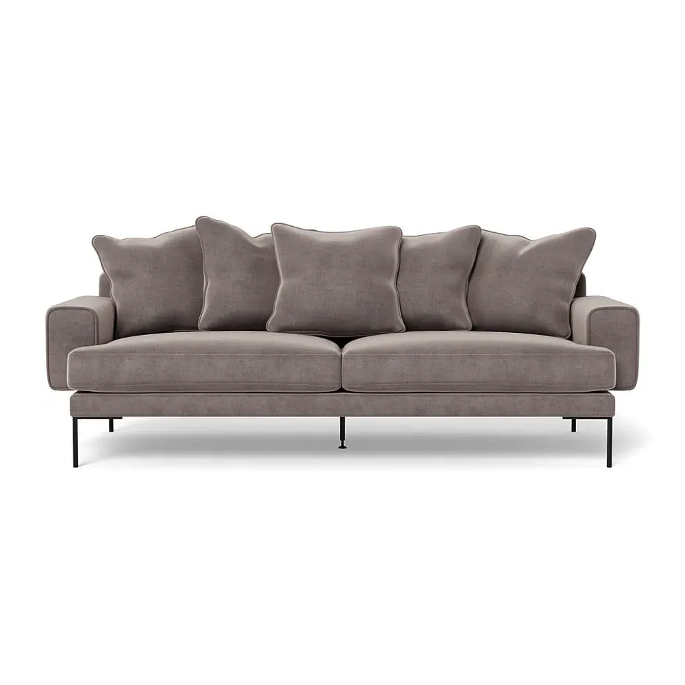 4-Seater Sofa with Black Feet - Grey, Velvet