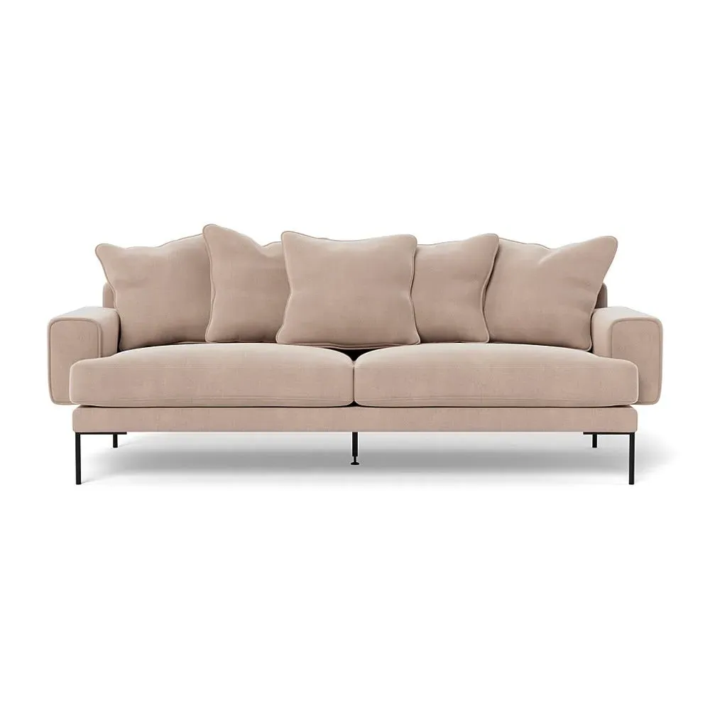 4-Seater Sofa with Black Feet - Grey, Velvet