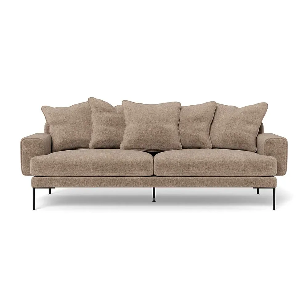 4-Seater Sofa with Black Feet - Natural, Boucle