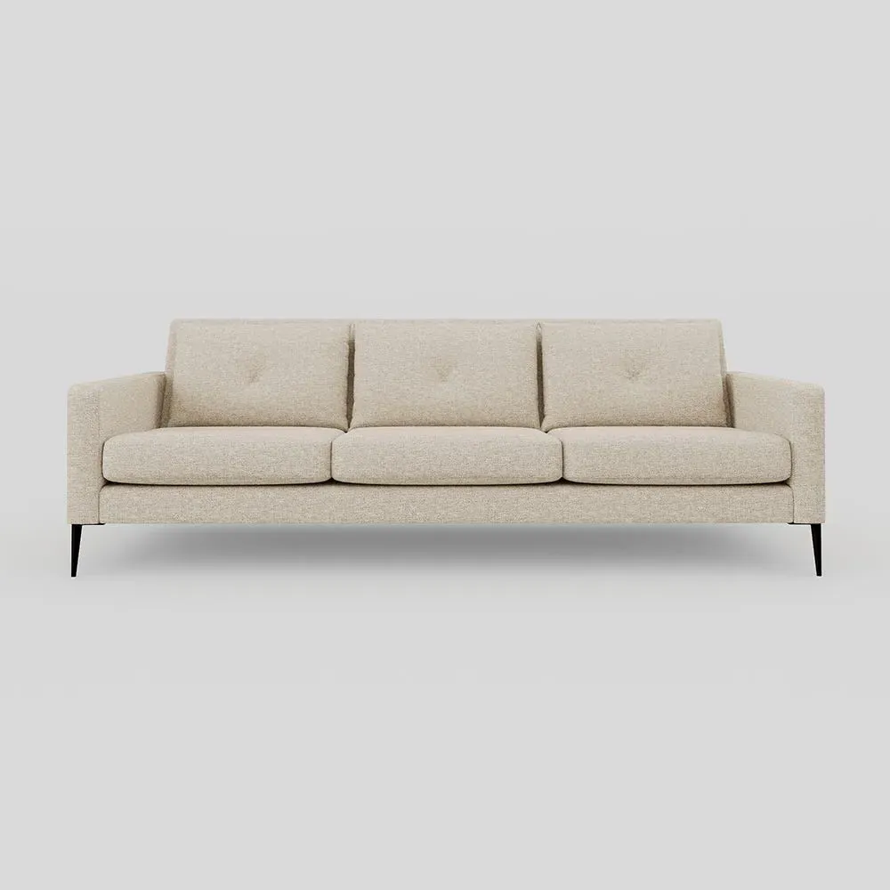 4-Seater Sofa with Black Feet - Natural, Fabric