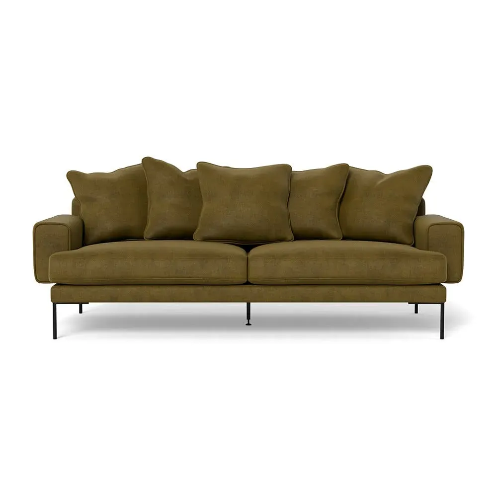4-Seater Sofa with Black Feet - Peridot, Velvet