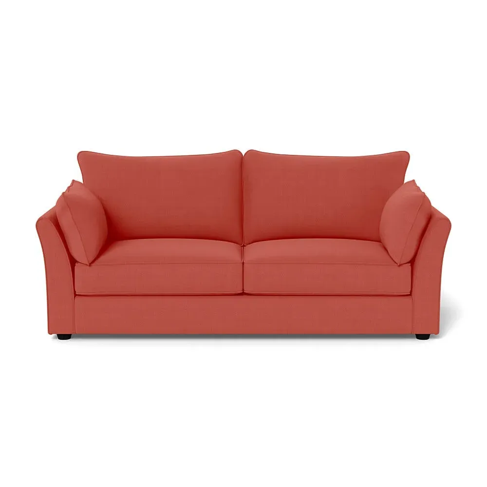 4-Seater Sofa with Black Feet - Red, Linen