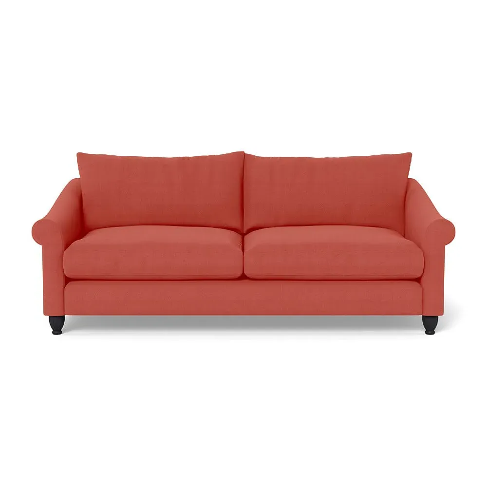 4-Seater Sofa with Black Feet - Red, Linen
