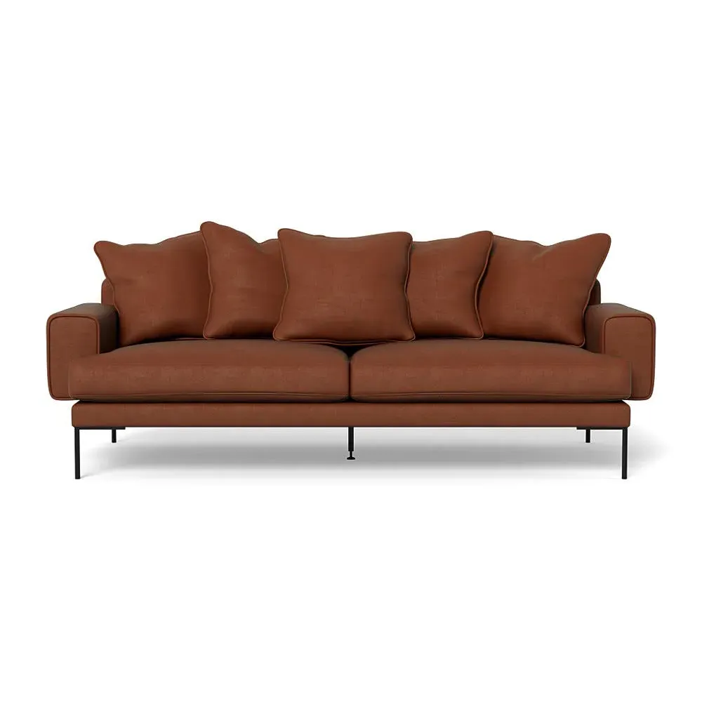 4-Seater Sofa with Black Feet - Tawny, Velvet