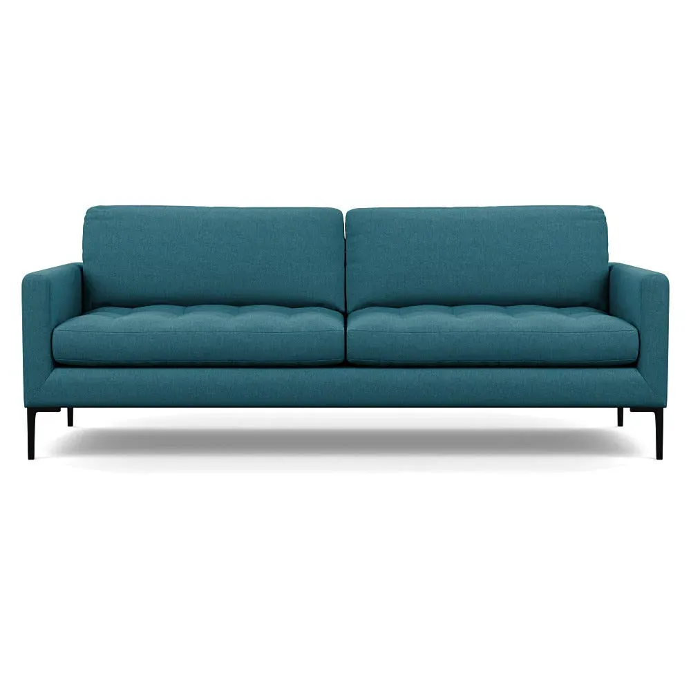 4-Seater Sofa with Black Legs - Blue, Cotton image