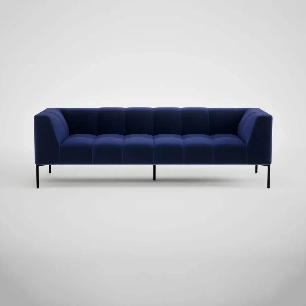 4-Seater Sofa with Black Legs - Blue, Velvet image