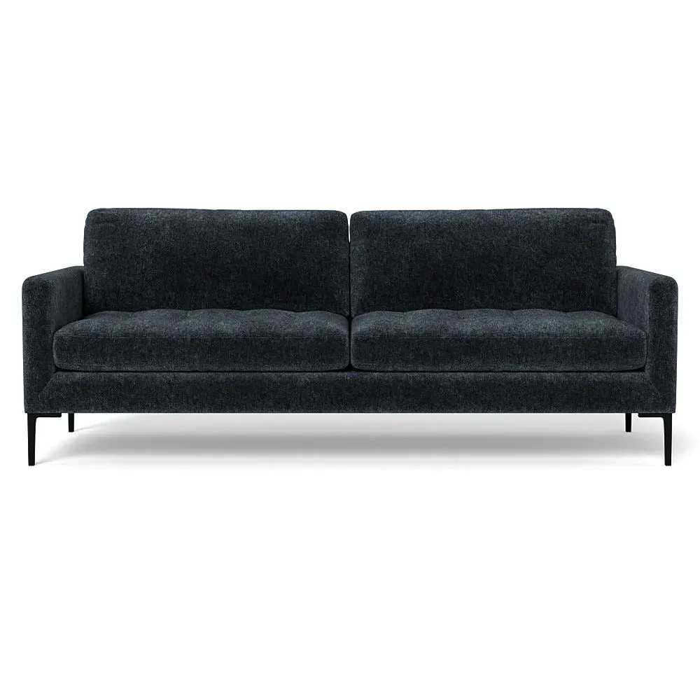 4-Seater Sofa with Black Legs - Blue, Velvet